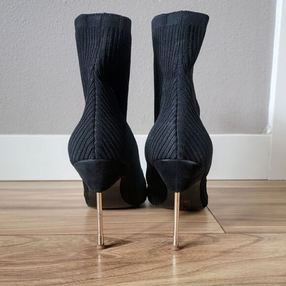 Kurt Geiger London Barbican Knit Sock Pointed Toe Mid Calf Stiletto Boot Black - Picture 9 of 15